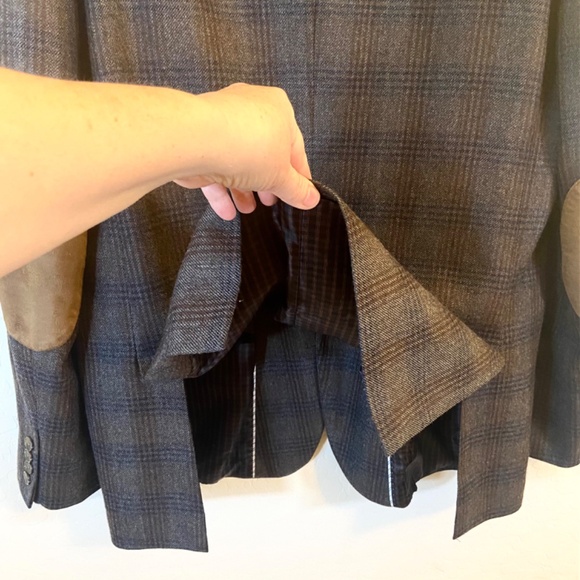 Wool Plaid Professor Blazer 46L Elbow Patch Heritage Preppy Academia Jacket - Picture 7 of 11